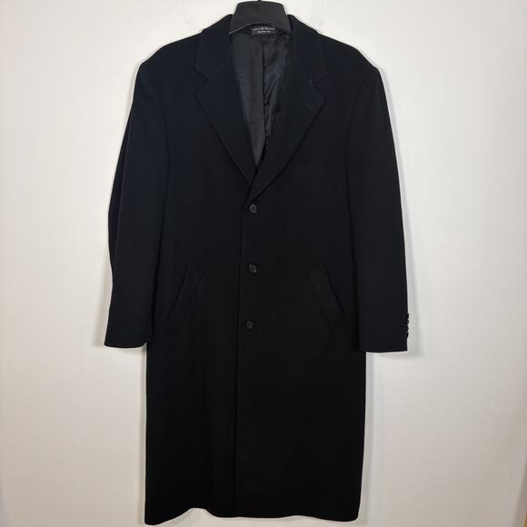 Cezani Italian Cashmere Trench Over Pea Long Dress Car Coat Black Men 46 - Picture 3 of 12